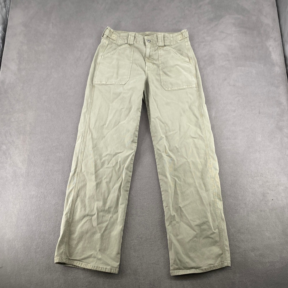 American Eagle Stretch Khaki Utility Wide Leg Pants Olive Green Size 4 Regular